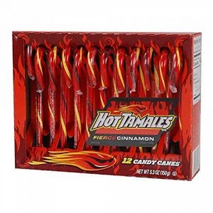Candy Canes Hot Tamales Американские карамельные трости острая корица 12шт 150g