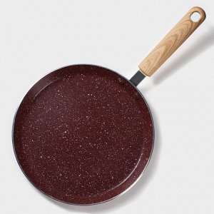 Сковорода блинная Доляна Grit, d=22 см, ручка soft-touch, антипригарное покрытие, индукция, цвет коричневый