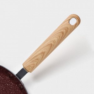 Сковорода блинная Доляна Grit, d=24 см, ручка soft-touch, антипригарное покрытие, индукция, коричневая