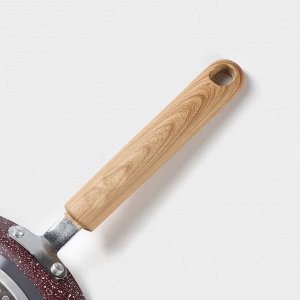 Сковорода блинная Доляна Grit, d=24 см, ручка soft-touch, антипригарное покрытие, индукция, коричневая
