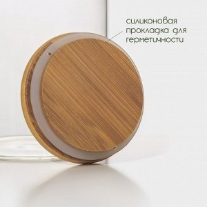 Банки для сыпучих продуктов BellaTenero «Эко», 3 предмета: 350/800/1200 мл, с бамбуковой крышкой, стекло, прозрачная