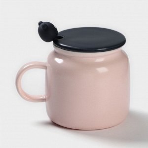 Кружка керамическая с ложкой «Доброе утро», 450 мл, цвет розовый