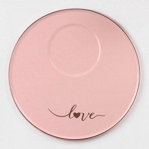 Кофейная пара керамическая «Любовь», 3 предмета: кружка 200 мл, блюдце d=20 см, ложка h=14 см, цвет розовый
