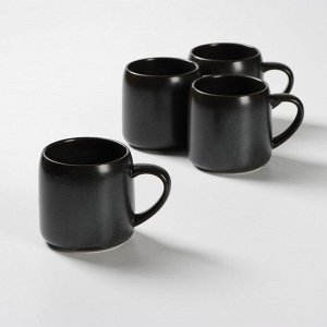 Набор керамический чайный Loft, 6 предметов: чайник 1 л, 4 кружки 250 мл, поднос 33x20 см, цвет чёрный