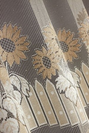 Готовые шторы арт.  219420/160, ПОДСОЛНУХИ, золотистая пряжа, 160 см высота Х 315 см ширина, на универсальной ленте