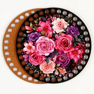 Донышки для вязания 2 в 1 «Букет цветов», круг 15 см, хдф 3 мм