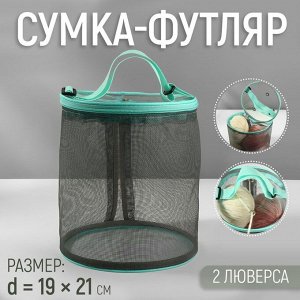 Сумка-футляр, 2 люверса, d = 19 x 21 см, цвет бирюзовый