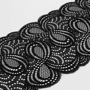 Кружевная эластичная ткань, 180 мм x 23 ± 1 м, цвет чёрный