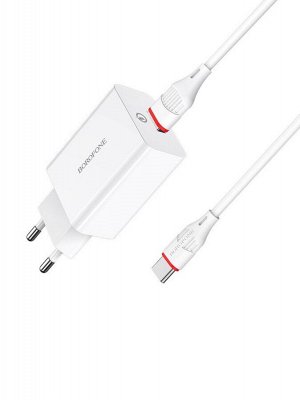Сетевое зарядное устройство Borofone BA21A Q.C 3.0 + кабель USB to Type-C 18w / Зарядное устройство / USB to Type-C / Зарядка с проводом