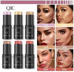 Румяна стик QIC SHIMMER STICK для лица 3 в 1 кремовые, контуринг для макияжа