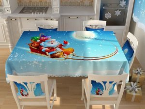 Фотоскатерть Дед мороз и снегурка 123