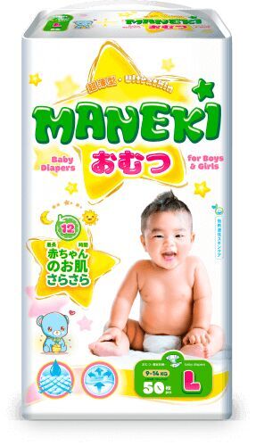 Подгузники-трусики Maneki размер L 9-14кг 2 штуки