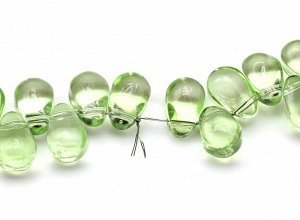 Бусины из чешского стекла капля 6*9мм, цв. зеленый, 36см, 98 бусин