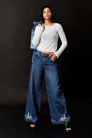 Женские джинсовые брюки цвета палаццо средней посадки со средней талией, облегающие джинсовые брюки