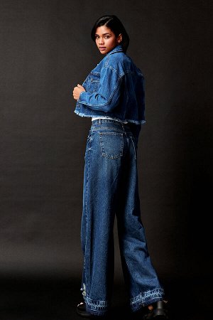 Женские джинсовые брюки цвета палаццо средней посадки со средней талией, облегающие джинсовые брюки