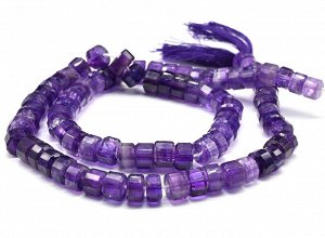 Бусины из аметиста диски на увеличение, 39,5см, 84 бусины, 39,7г