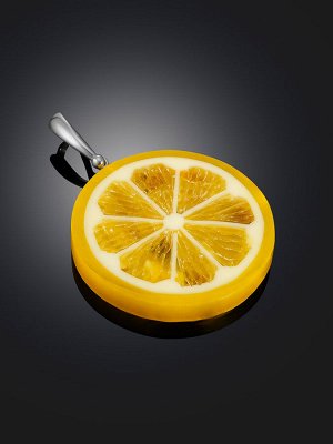 Удивительный кулон из натурального янтаря «Апельсин»