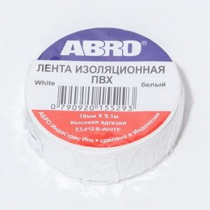 Изолента "ABRO" 19мм*9м, БЕЛАЯ 1/500 ET-912-WH