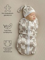 Пеленка (кокон на молнии) с шапочкой Amarobaby (Soft Hugs) 68/74 Зайцы