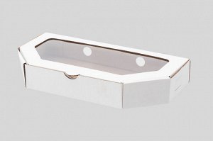 Коробка для чебурека 305*150*45, белая с окном (5 шт)