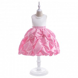 Платье детское без рукавов, цвет белый/розовый