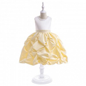 Платье детское без рукавов, цвет белый/желтый