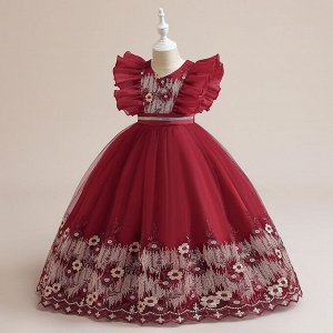 Платье детское бальное, цвет розовый, принт "цветы"