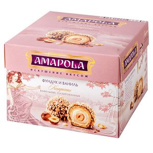 Конфеты AMAPOLA фундук-ваниль 100 г 1 уп.х 12 шт.