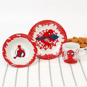 Набор посуды, 3 предмета: тарелка Ø 16,5 см, миска Ø 14 см, кружка 200 мл, "Ты - супергерой", Человек-паук