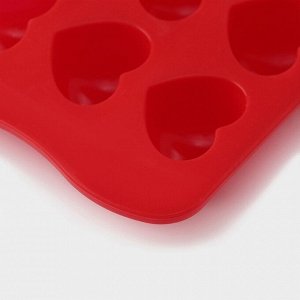 Форма для шоколада Доляна «Сердечки», 20,5x10 см, 15 ячеек (3x2,6 см), цвет МИКС