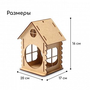 Кормушка - конструктор из ХДФ для птиц «Изба бревенчатая», 20?17?16 см, Greengo