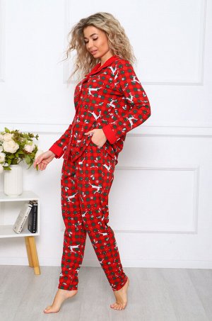 Пижама "Доброе утро", на пуговицах (красный)
