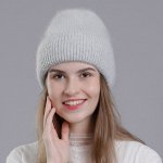 Шапка из кролика для женщин, осенне-зимняя