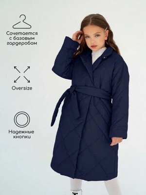 Пальто стёганое для девочек AmaroBaby PRETTY, синий