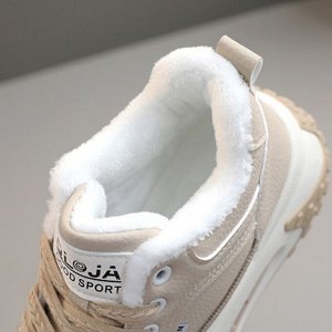 Женские зимние кроссовки на шнуровке, на толстой нескользящей подошве, белый