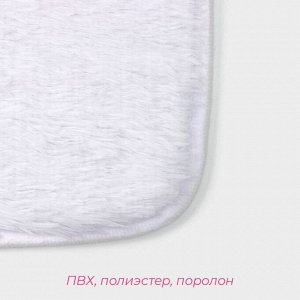 Коврики для ванной и туалета Доляна «Пушистик», 2 шт., 38x40 см, 40x60 см, белые