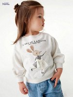 Свитшот для девочки LITTLE MAVEN, белый с принтом