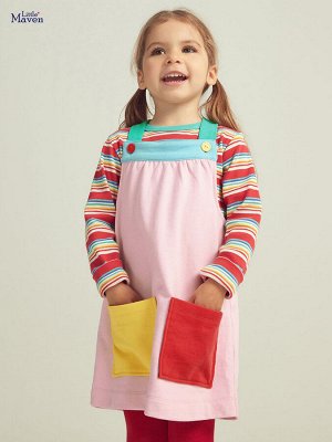 Детский сарафан с карманами, цвет желтый, красный, розовый