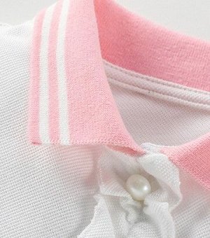 Детское платье с воротником, цвет белый, розовый