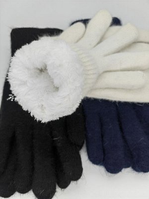 Перчатки женские из ангорки с меховым подкладом