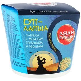 Суп-лапша ASIAN FUSION Фунчоза с морским гребешком и овощами (картон 72г*8)