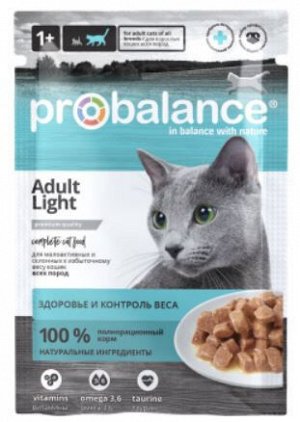 Probalance Adult Light влажный корм для малоактивных кошек 85 гр пауч