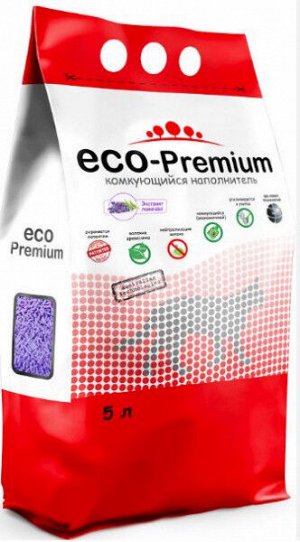 Наполнитель ECO-Premium древесный комкующийся 5л Лаванда