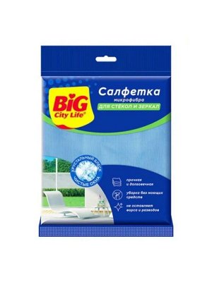 Биг Сити Салфетка из микрофибры для стекол и зеркал BIG City