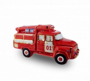 Фарфоровая елочная игрушка "Пожарная машина"