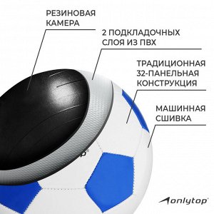 Футбольный мяч ONLYTOP Classic, PVC, машинная сшивка, 32 панели, р.5