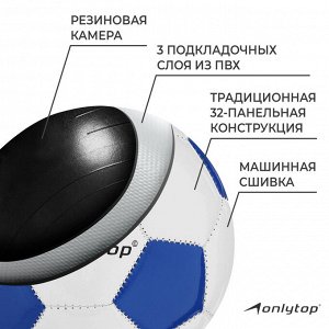 Мяч футбольный ONLYTOP Classic, PVC, машинная сшивка, 32 панели, р. 2