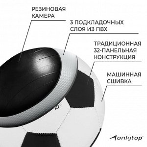Мяч футбольный ONLYTOP Classic, PVC, машинная сшивка, 32 панели, р. 5