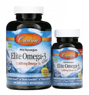 Wild Caught, Elite Omega-3 Gems, отборные омега-3 кислоты, натуральный лимонный вкус, 800 мг, 90 +30 мягких таблеток