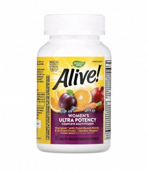 Alive! Once Daily, полный комплекс высокоэффективных мультивитаминов для женщин, 60 таблеток